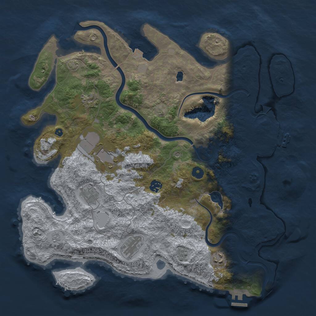 Rust Map: Procedural Map, Size: 4000, Seed: 1078415394, 13 Monuments