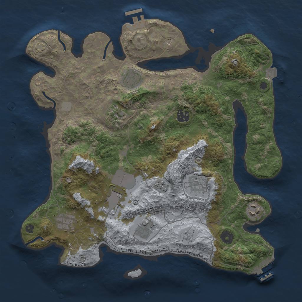 Rust Map: Procedural Map, Size: 3500, Seed: 1042480586, 17 Monuments