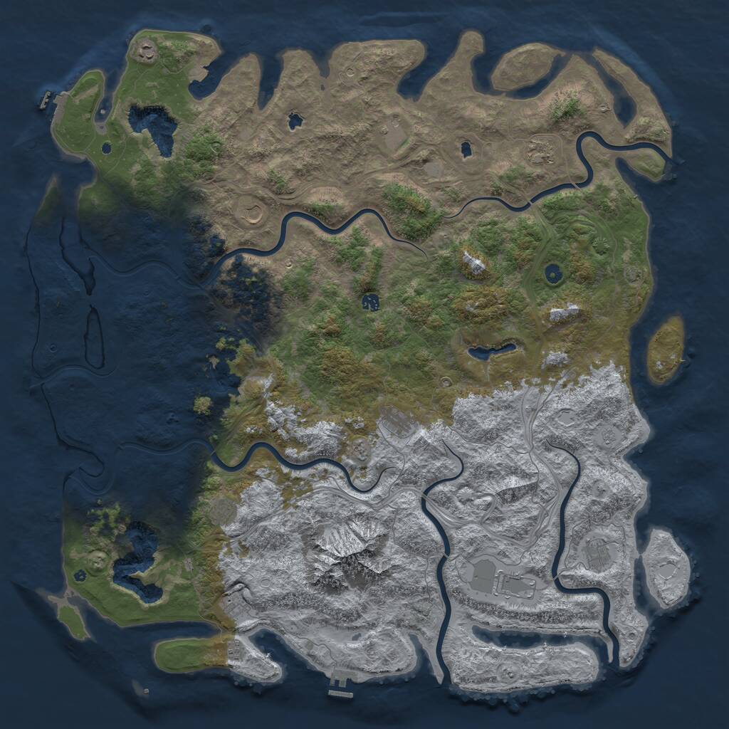 Rust Map: Procedural Map, Size: 6000, Seed: 1925, 17 Monuments