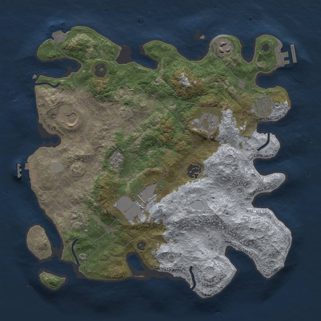 Rust Map: Procedural Map, Size: 3500, Seed: 347903, 16 Monuments