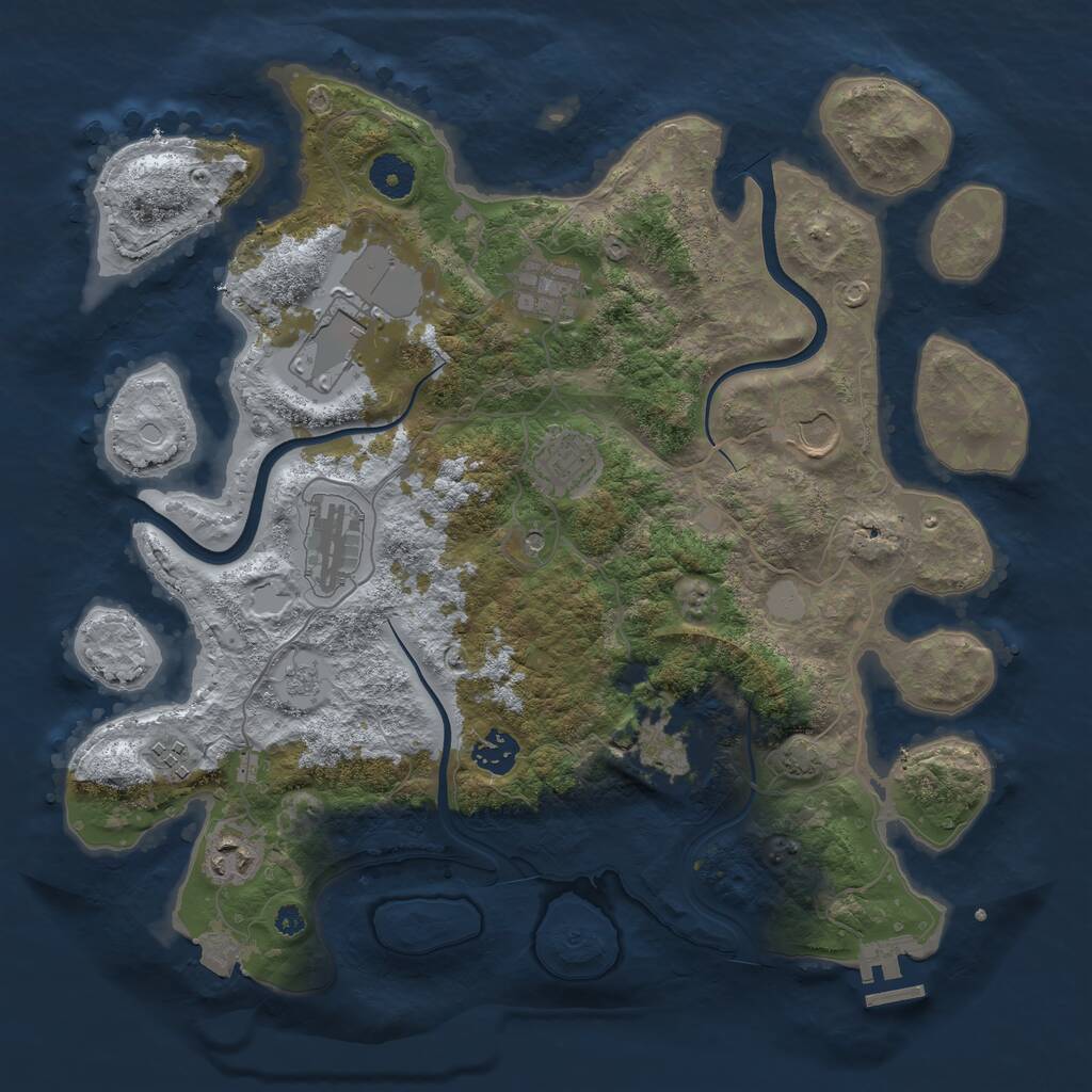 Rust Map: Procedural Map, Size: 3700, Seed: 75885783, 14 Monuments