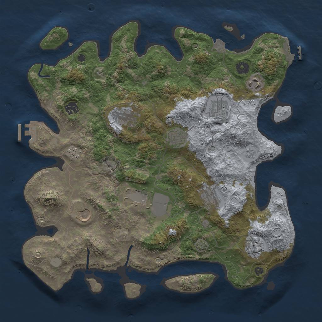 Rust Map: Procedural Map, Size: 3750, Seed: 328089315, 18 Monuments