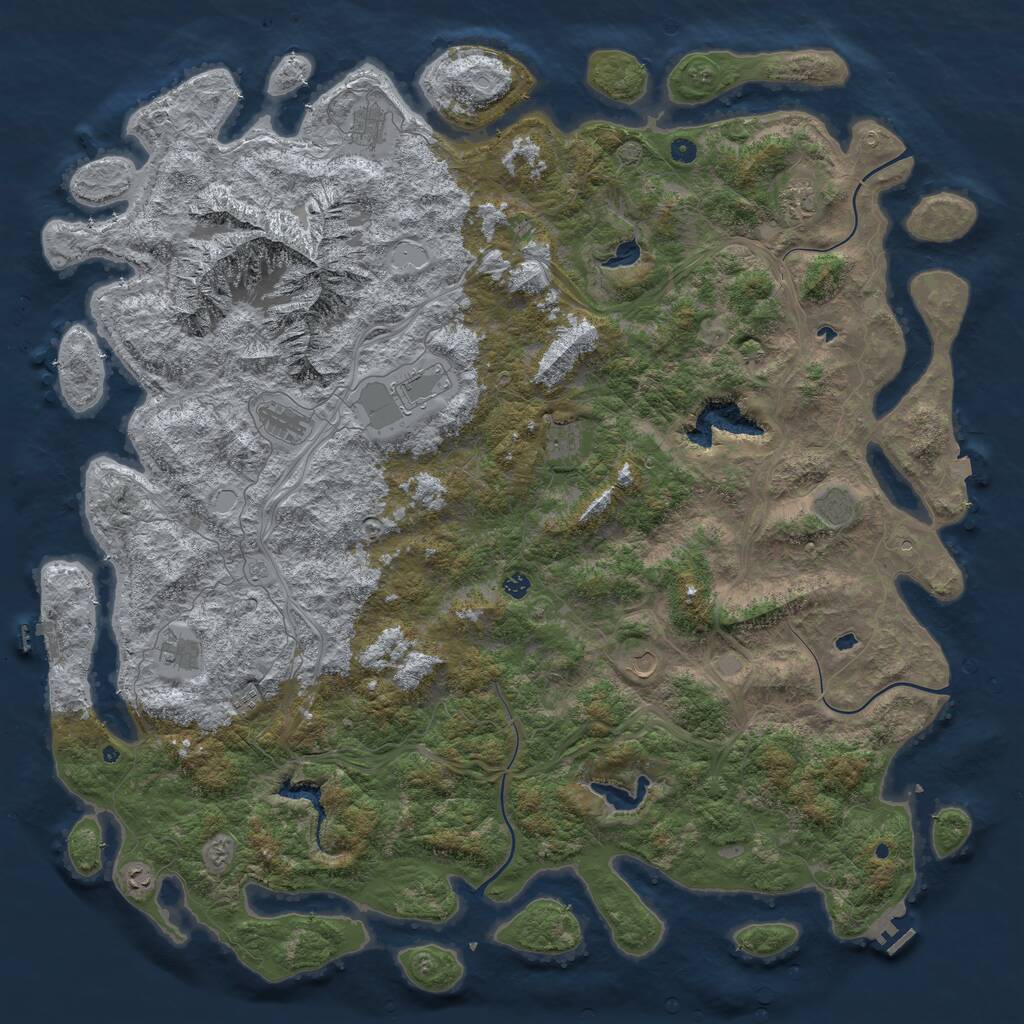 Rust Map: Procedural Map, Size: 6000, Seed: 35566, 17 Monuments