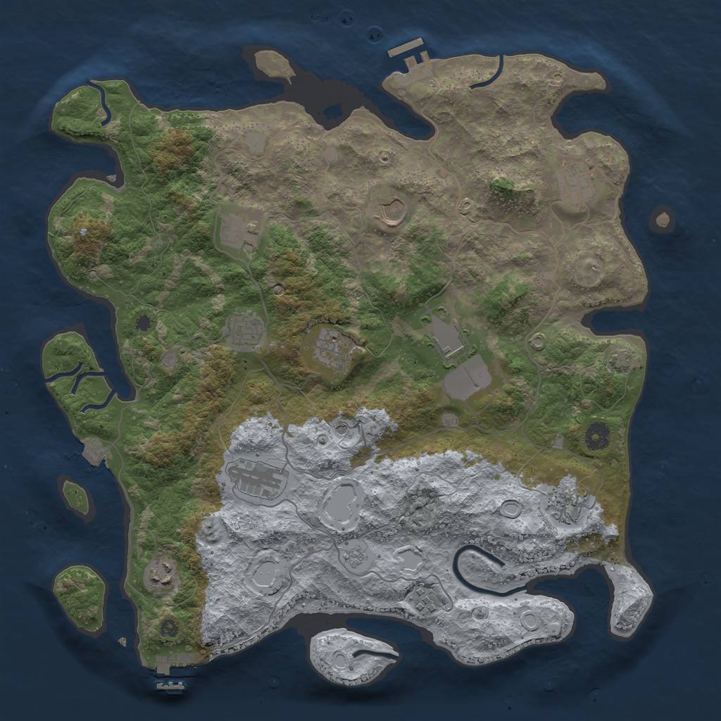 Rust Map: Procedural Map, Size: 4000, Seed: 832289689, 18 Monuments