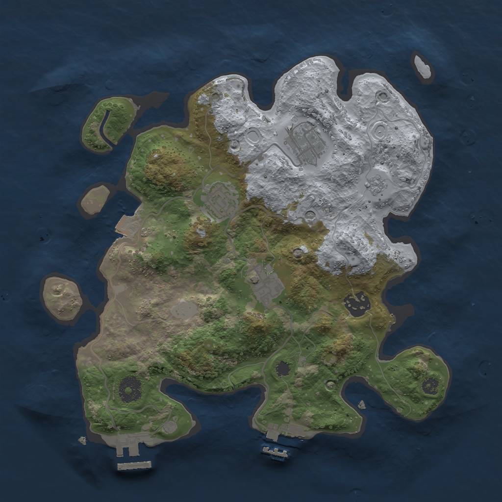 Rust Map: Procedural Map, Size: 3000, Seed: 5657, 11 Monuments