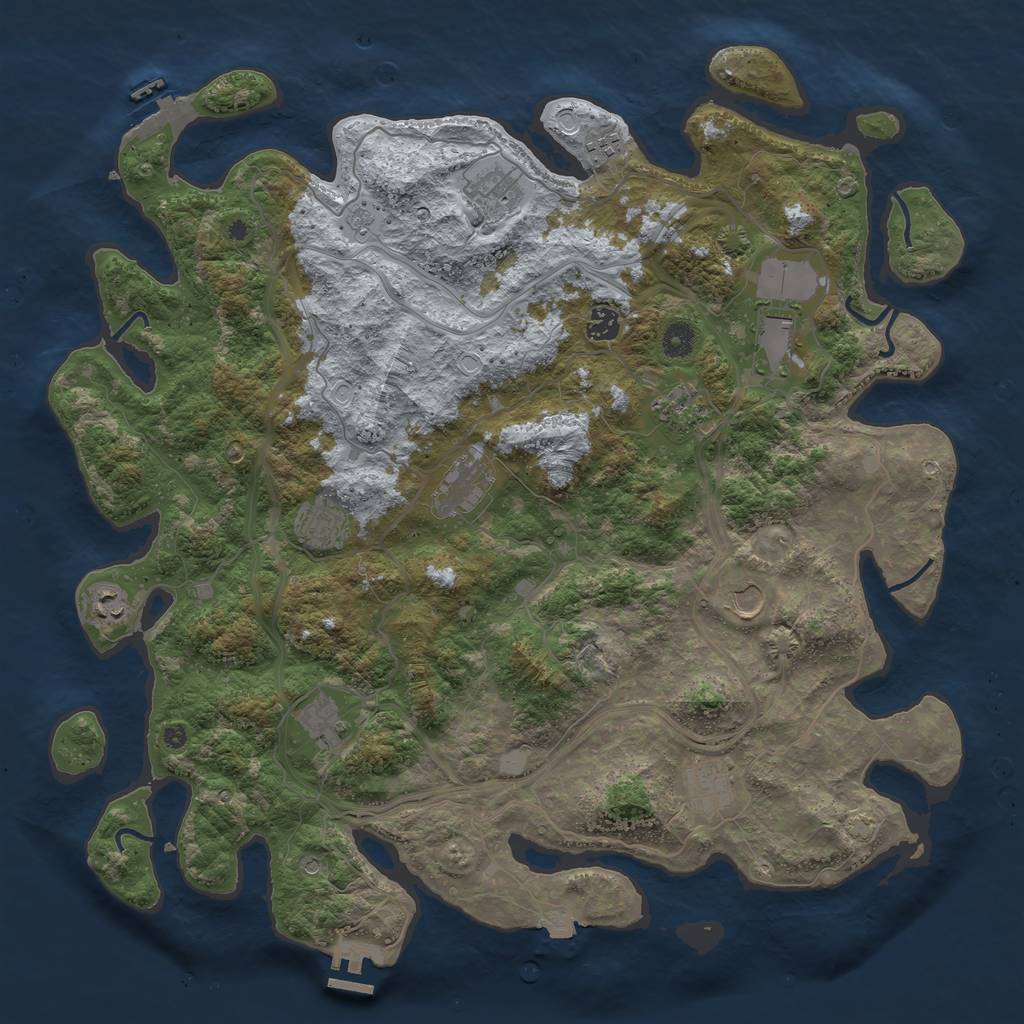 Rust Map: Procedural Map, Size: 4500, Seed: 3685084, 19 Monuments