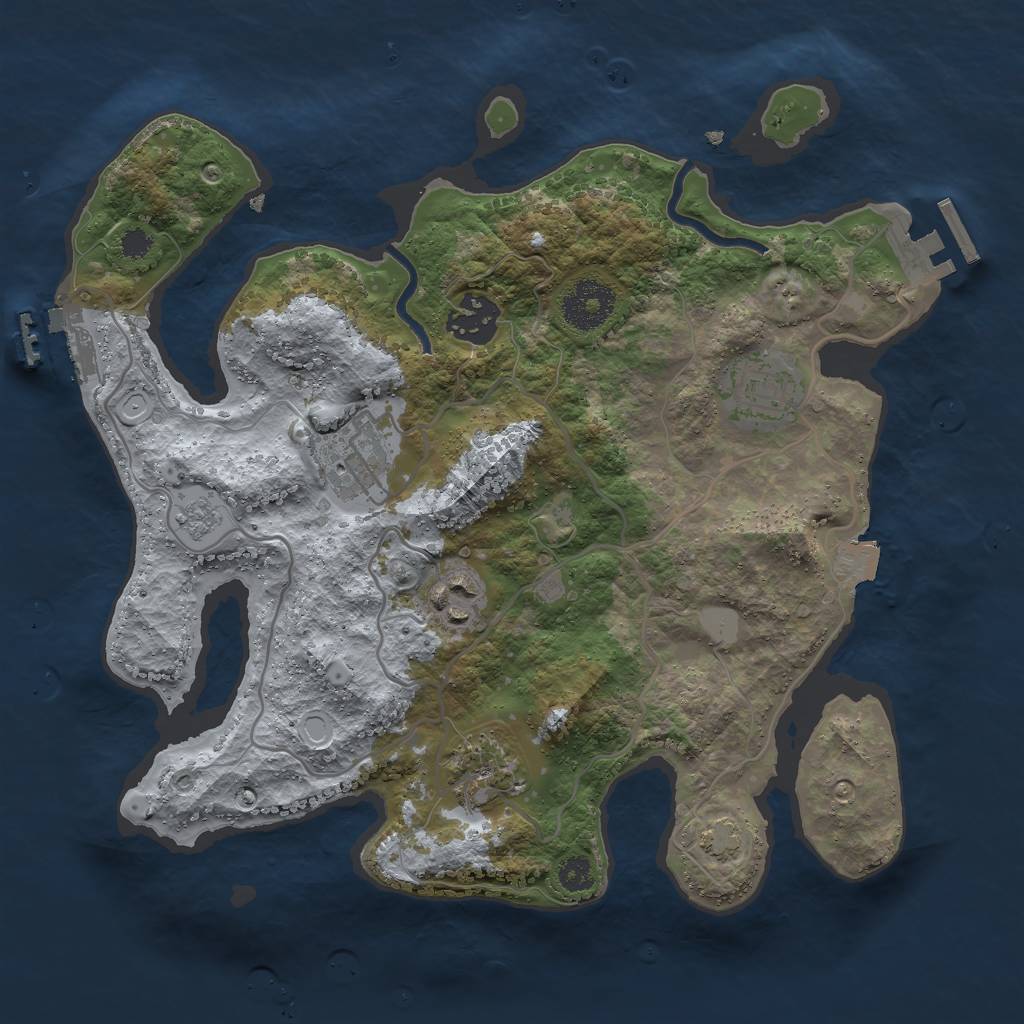Rust Map: Procedural Map, Size: 3000, Seed: 503365, 12 Monuments