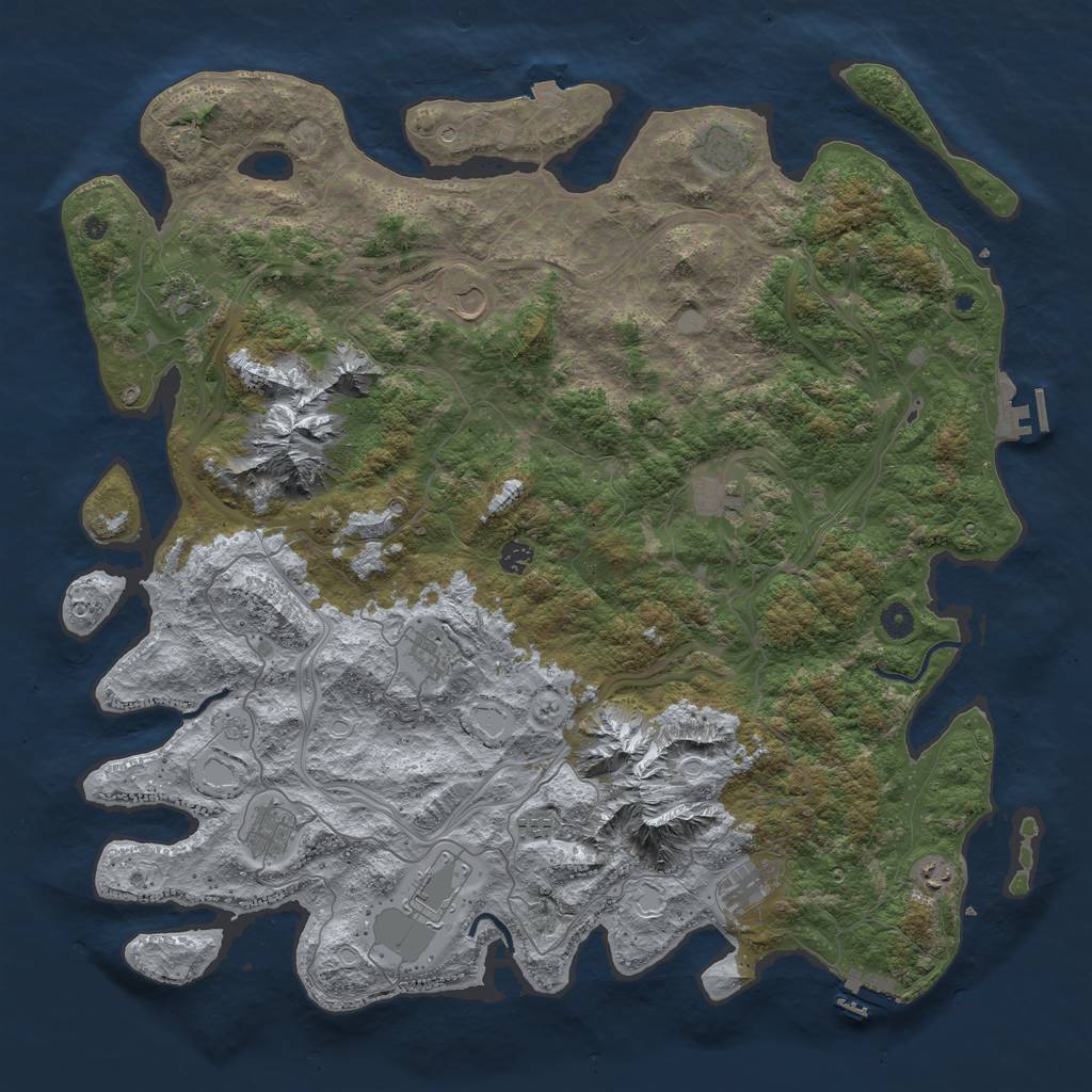 Rust Map: Procedural Map, Size: 5000, Seed: 45982, 19 Monuments