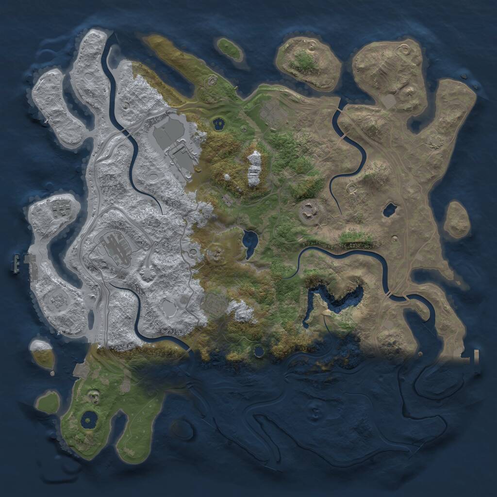 Rust Map: Procedural Map, Size: 4250, Seed: 1936939909, 12 Monuments
