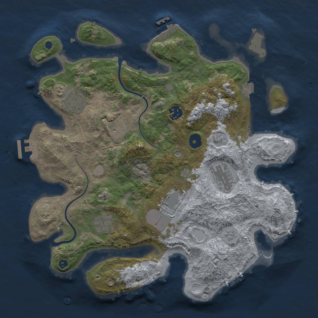 Rust Map: Procedural Map, Size: 3500, Seed: 838198813, 12 Monuments
