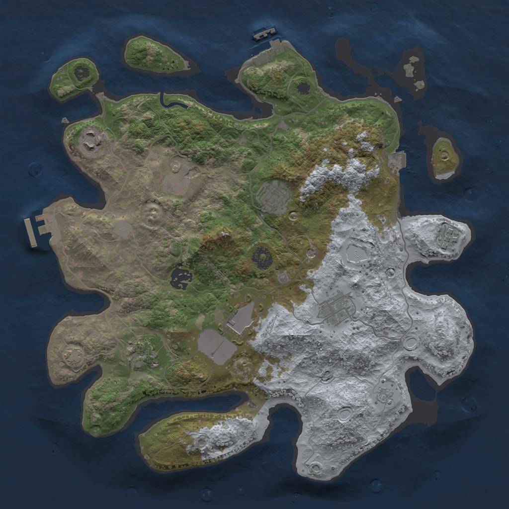 Rust Map: Procedural Map, Size: 3500, Seed: 838198813, 16 Monuments