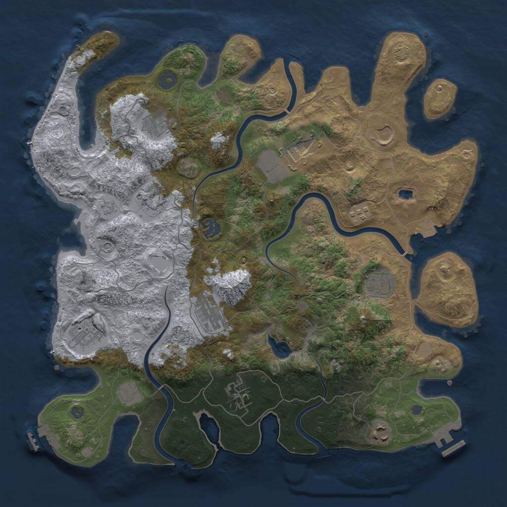 Rust Map: Procedural Map, Size: 4000, Seed: 51353231, 17 Monuments