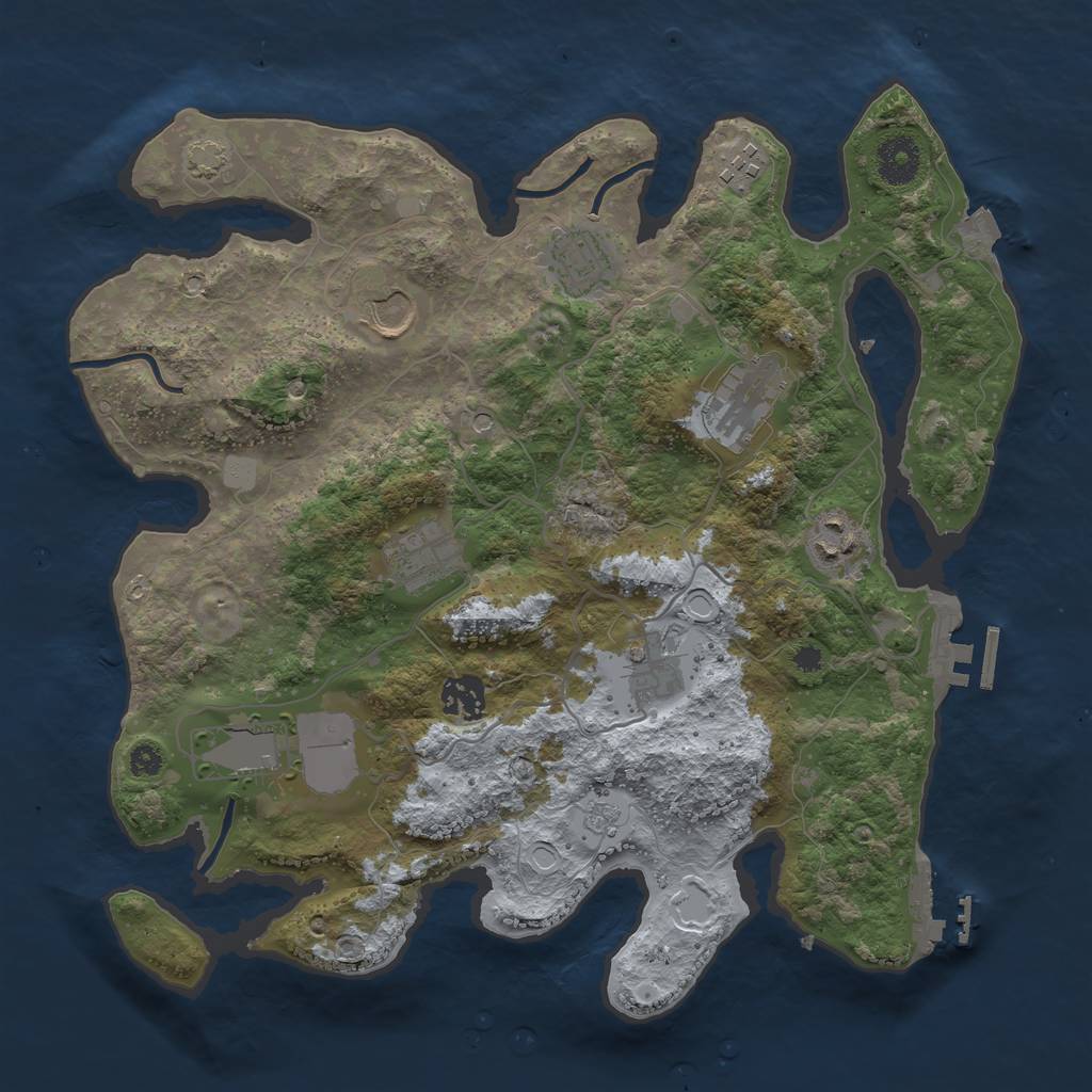 Rust Map: Procedural Map, Size: 3500, Seed: 1485360538, 17 Monuments