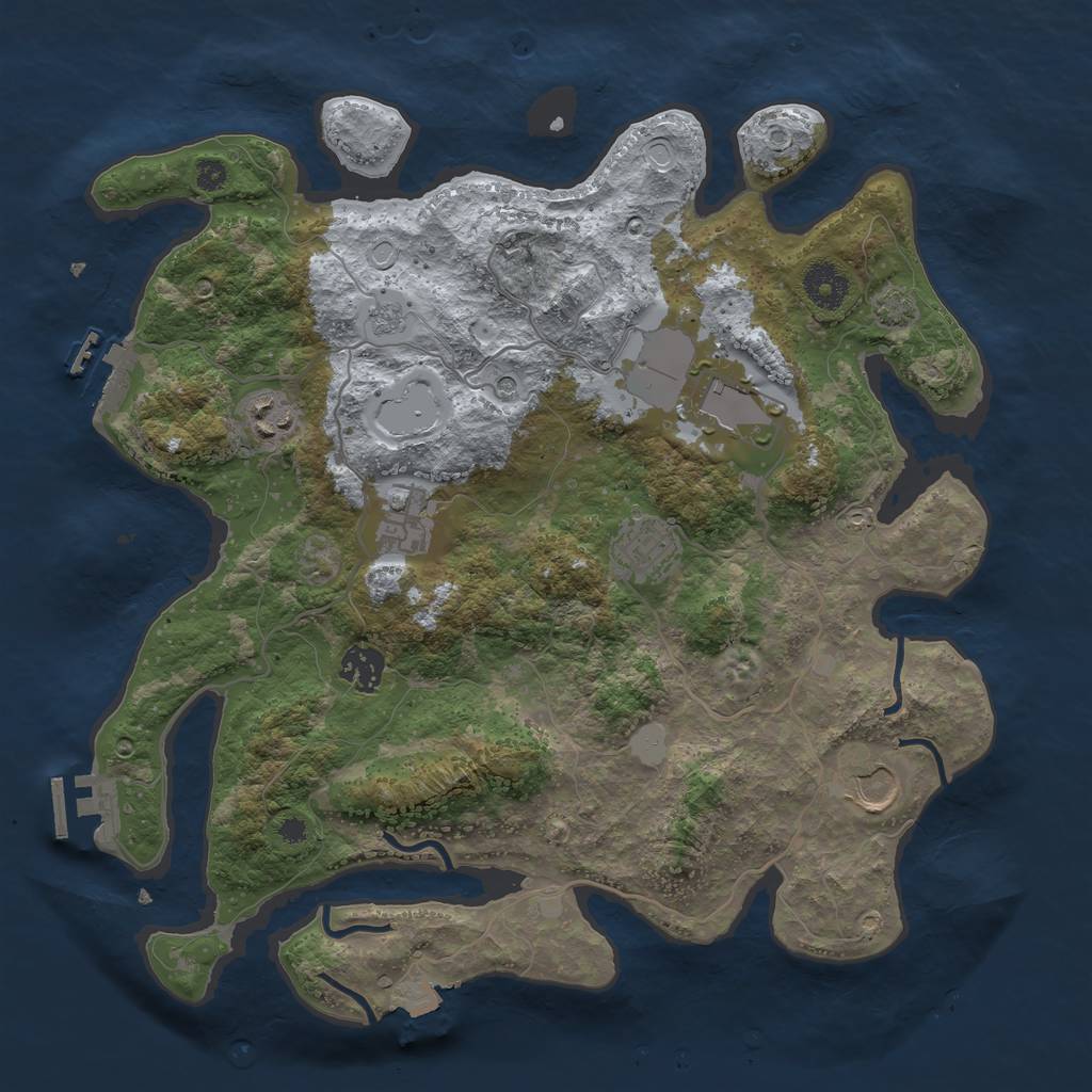 Rust Map: Procedural Map, Size: 3600, Seed: 128541291, 14 Monuments