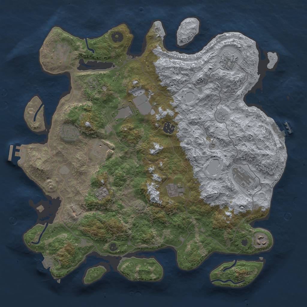 Rust Map: Procedural Map, Size: 4000, Seed: 35235647, 18 Monuments