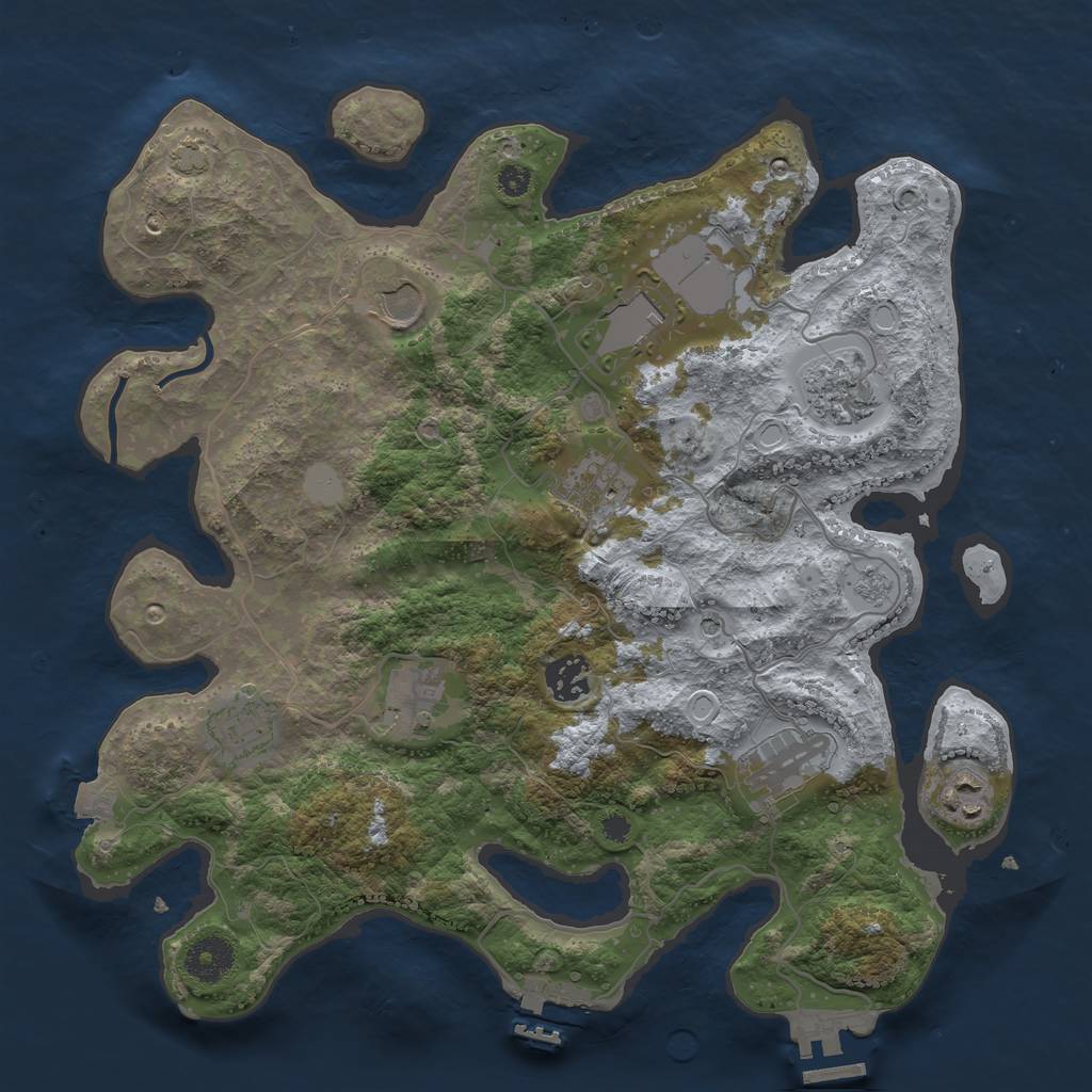 Rust Map: Procedural Map, Size: 3500, Seed: 695636005, 17 Monuments