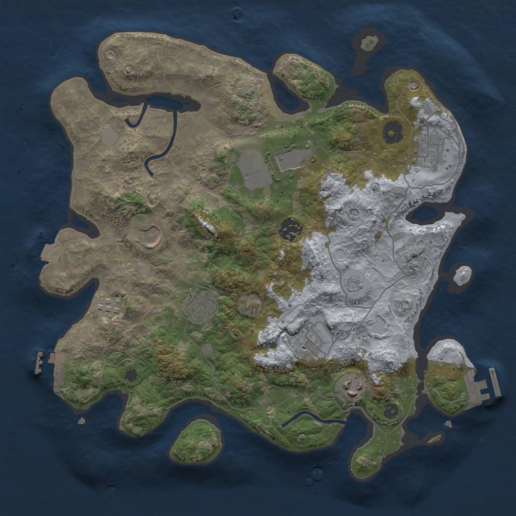 Rust Map: Procedural Map, Size: 3500, Seed: 758764334, 16 Monuments