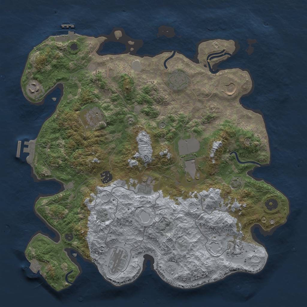 Rust Map: Procedural Map, Size: 3750, Seed: 648254, 18 Monuments