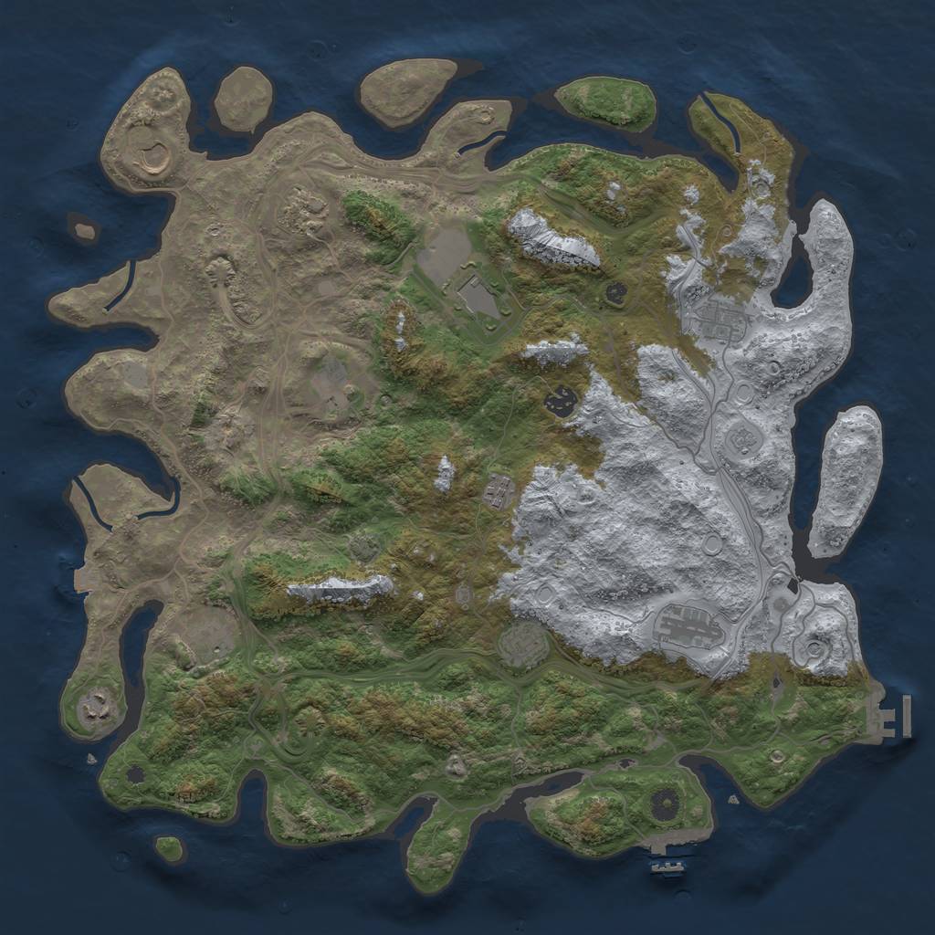 Rust Map: Procedural Map, Size: 4500, Seed: 43716, 19 Monuments