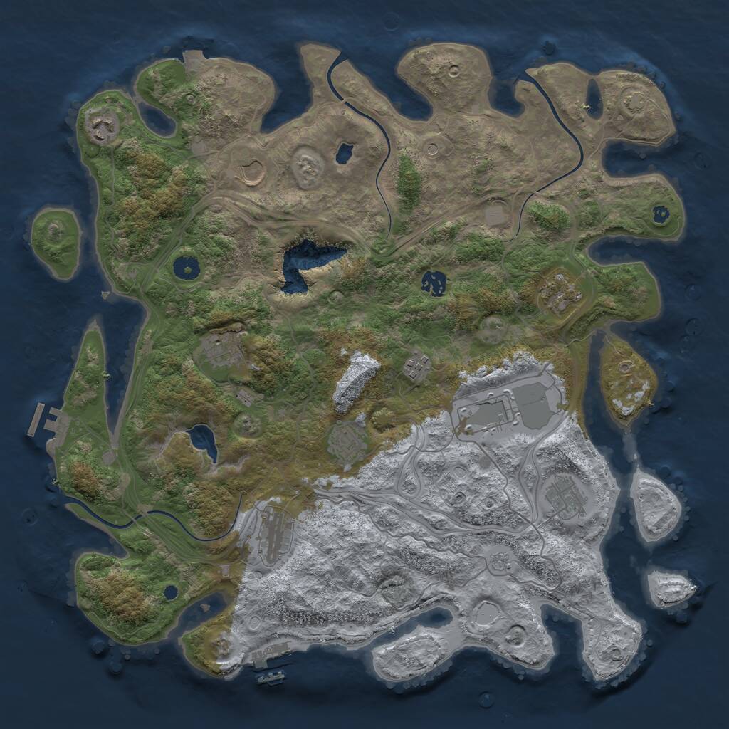 Rust Map: Procedural Map, Size: 4250, Seed: 1039957089, 16 Monuments