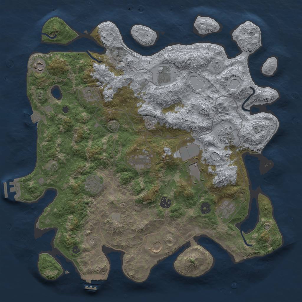 Rust Map: Procedural Map, Size: 4000, Seed: 721980621, 19 Monuments