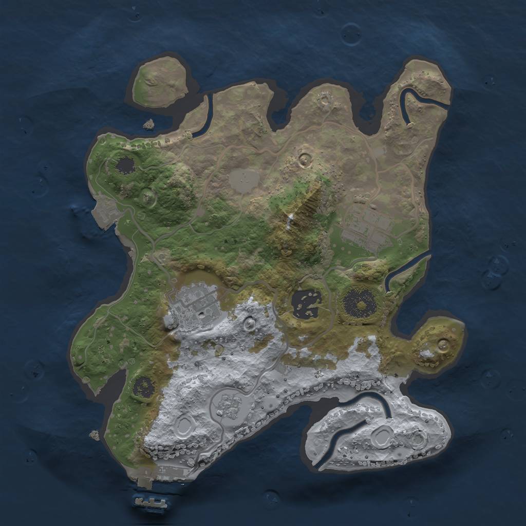 Rust Map: Procedural Map, Size: 2500, Seed: 2143254312, 8 Monuments