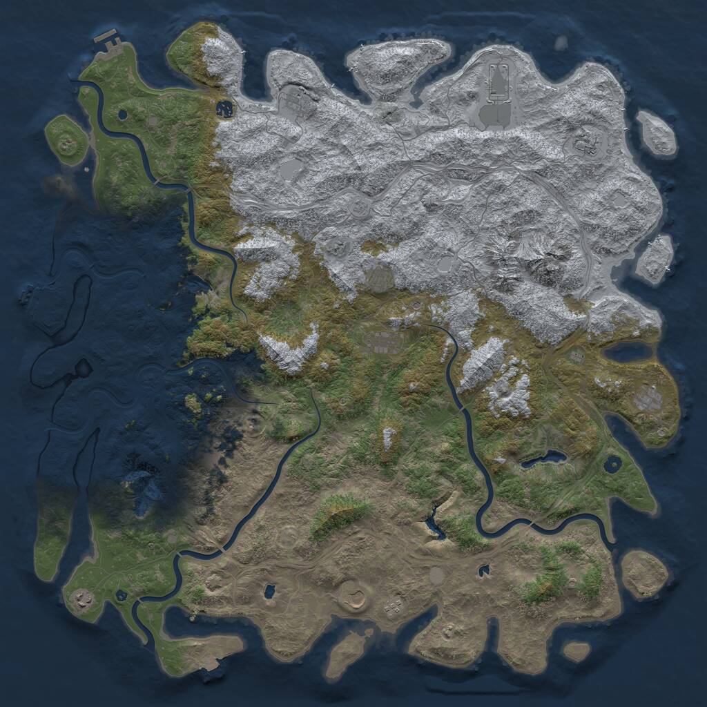 Rust Map: Procedural Map, Size: 6000, Seed: 604519719, 17 Monuments