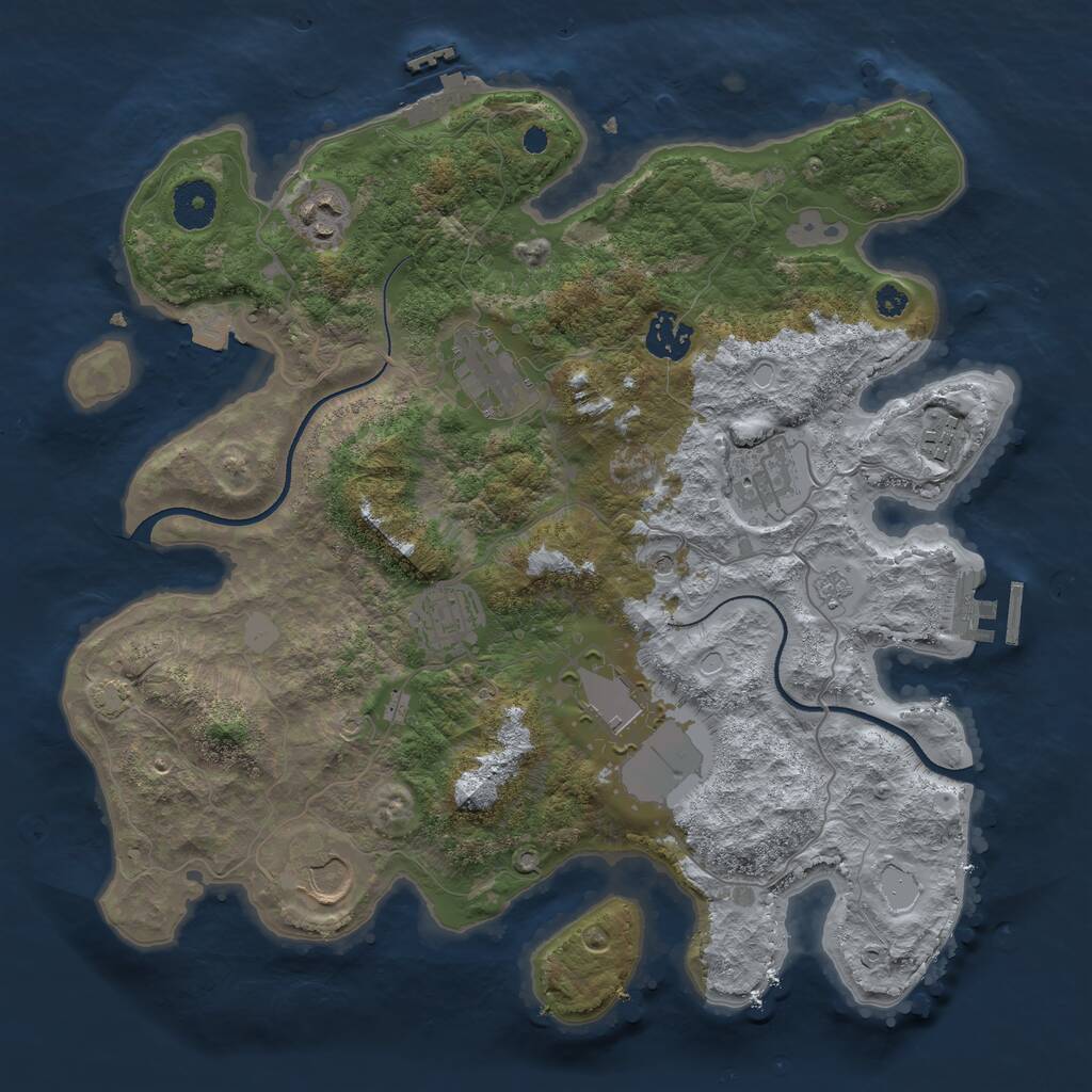 Rust Map: Procedural Map, Size: 3500, Seed: 595596140, 14 Monuments