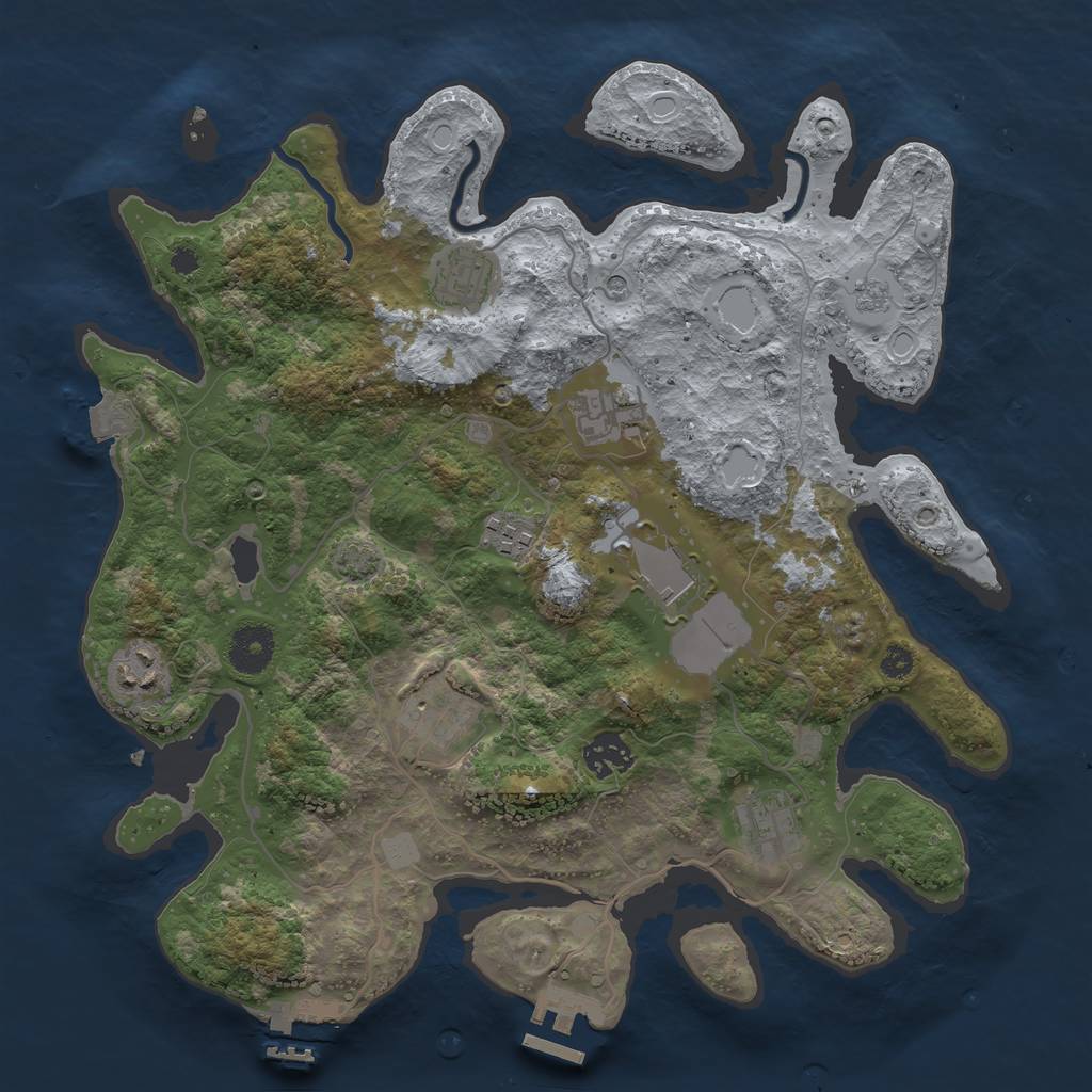 Rust Map: Procedural Map, Size: 3500, Seed: 1414427394, 16 Monuments