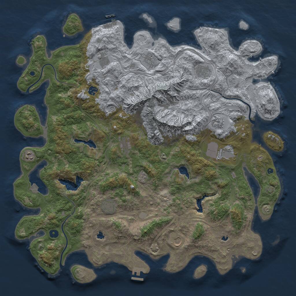 Rust Map: Procedural Map, Size: 5000, Seed: 324843230, 17 Monuments