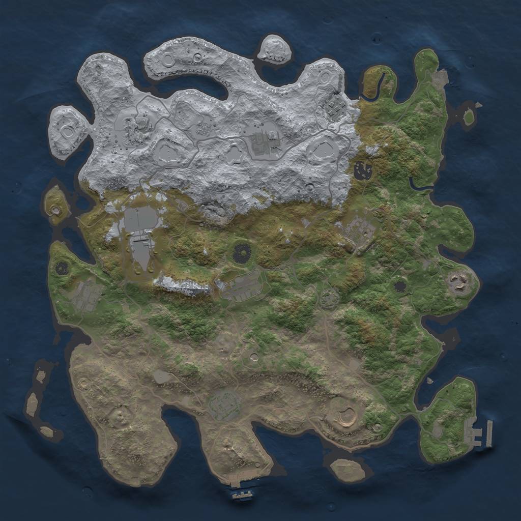 Rust Map: Procedural Map, Size: 4000, Seed: 1800104292, 19 Monuments