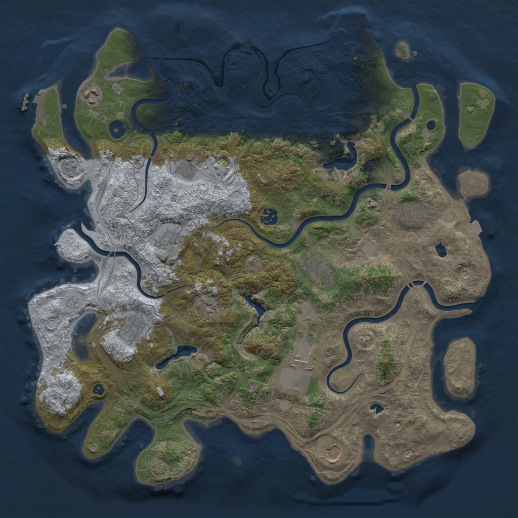 Rust Map: Procedural Map, Size: 4500, Seed: 69007645, 16 Monuments