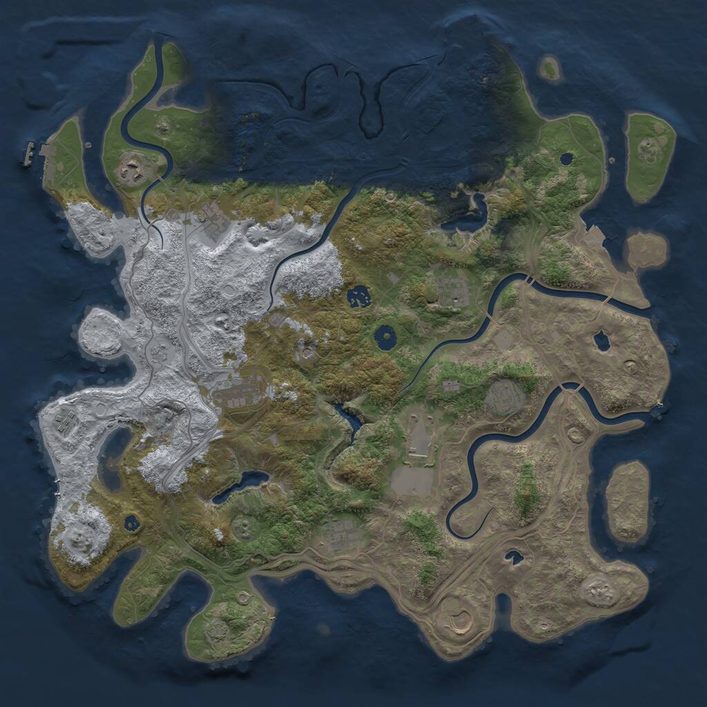 Rust Map: Procedural Map, Size: 4500, Seed: 69007645, 16 Monuments