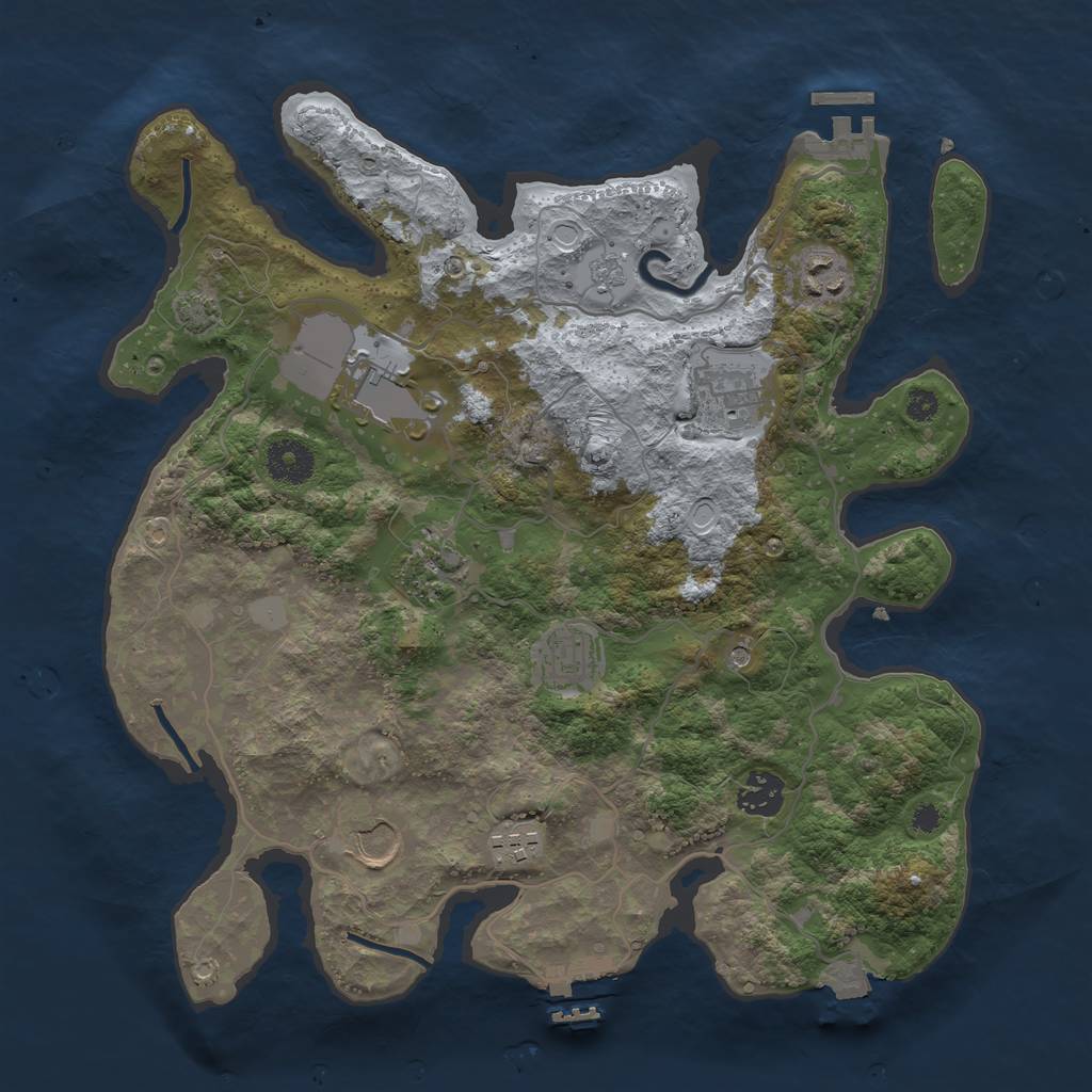 Rust Map: Procedural Map, Size: 3500, Seed: 8441694, 16 Monuments