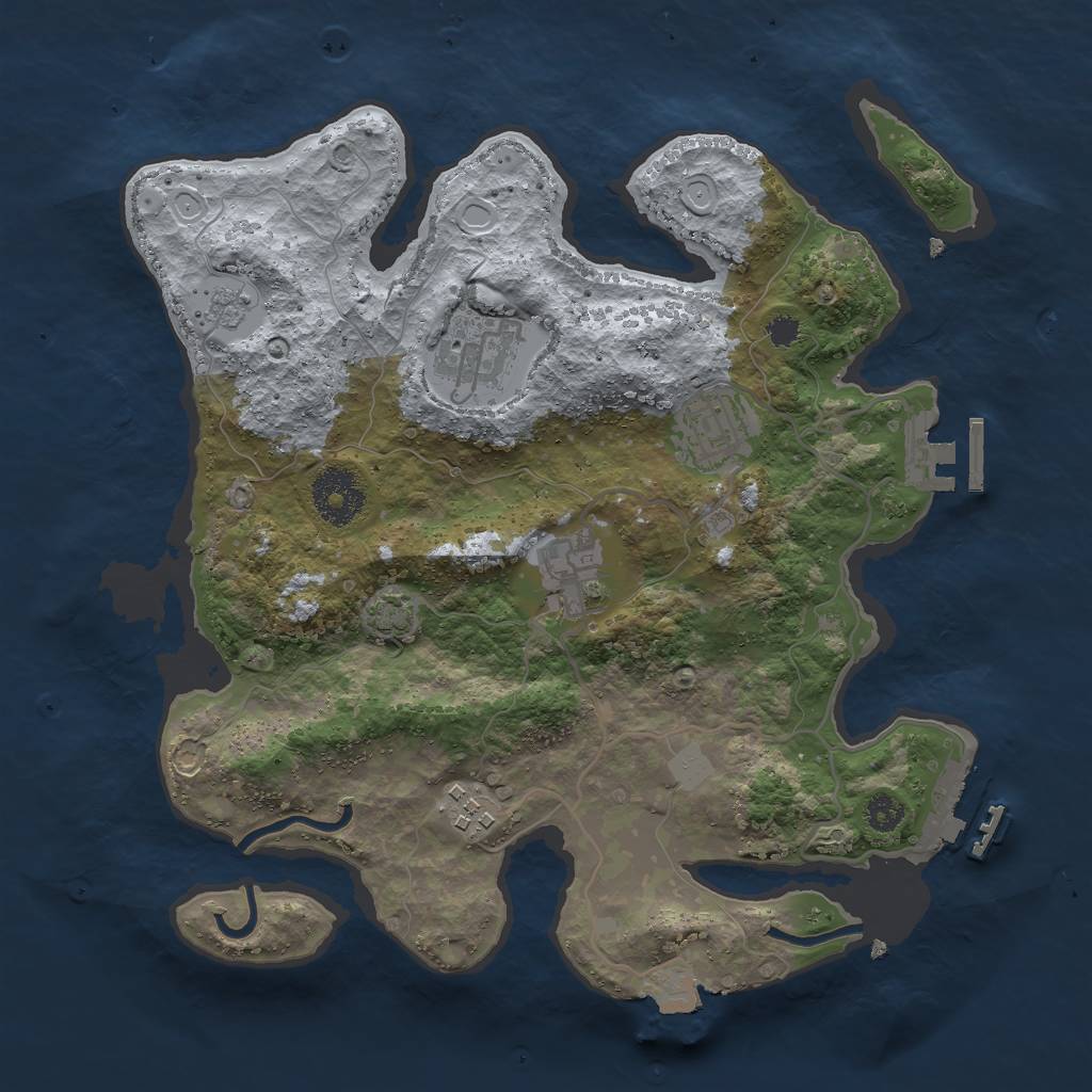 Rust Map: Procedural Map, Size: 3000, Seed: 950893709, 11 Monuments