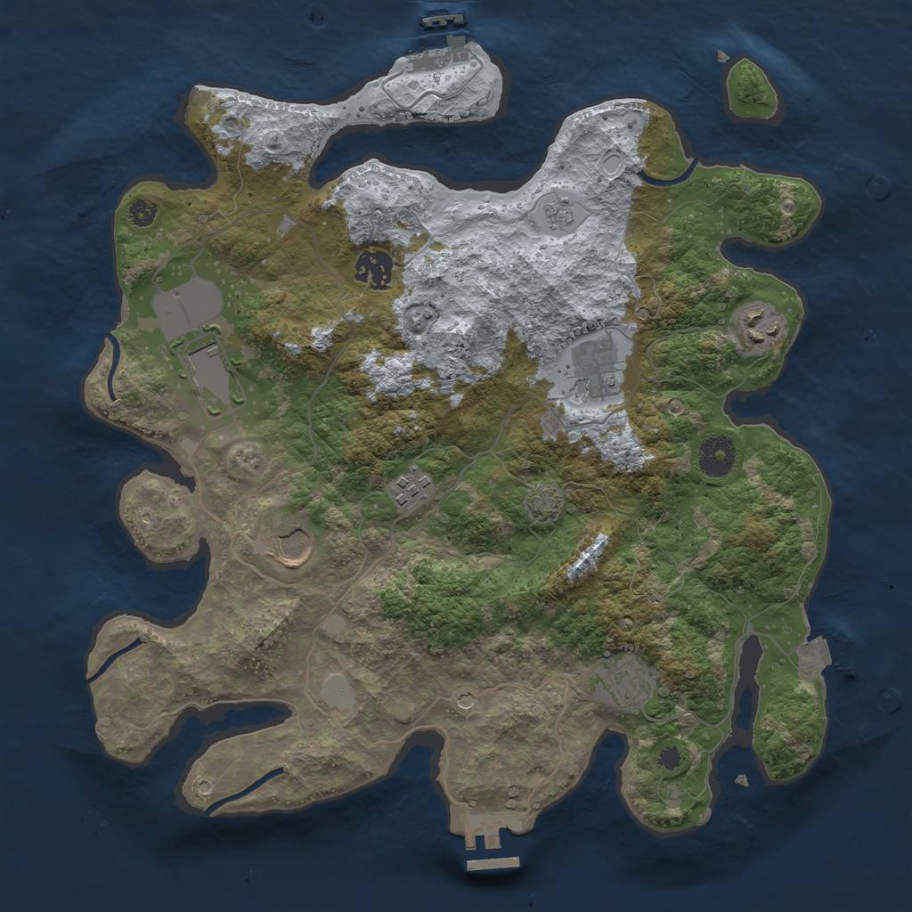 Rust Map: Procedural Map, Size: 3500, Seed: 393376718, 15 Monuments
