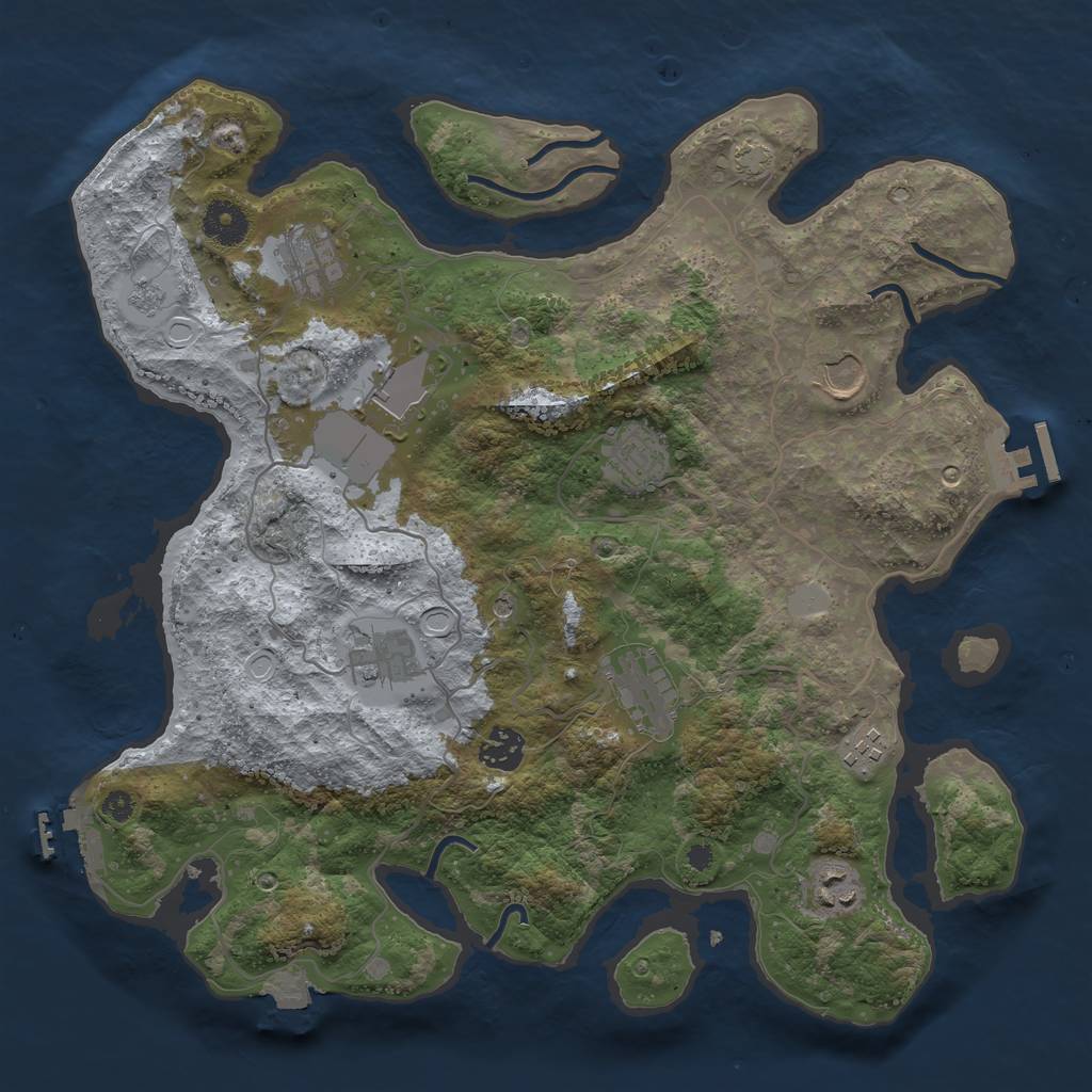 Rust Map: Procedural Map, Size: 3650, Seed: 59238471, 17 Monuments