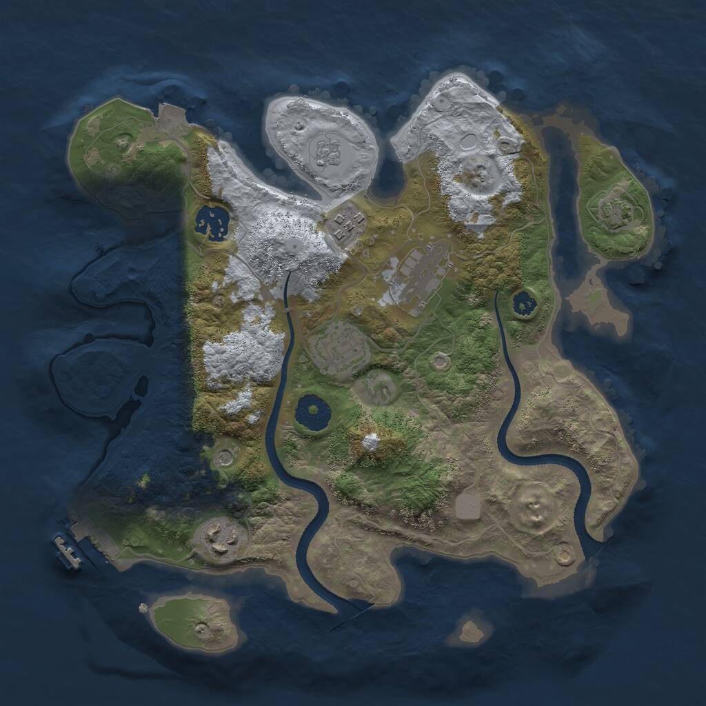 Rust Map: Procedural Map, Size: 3000, Seed: 33688, 10 Monuments