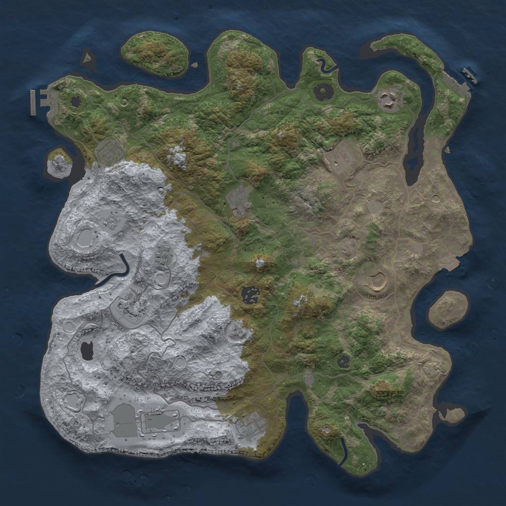 Rust Map: Procedural Map, Size: 4000, Seed: 899345, 18 Monuments