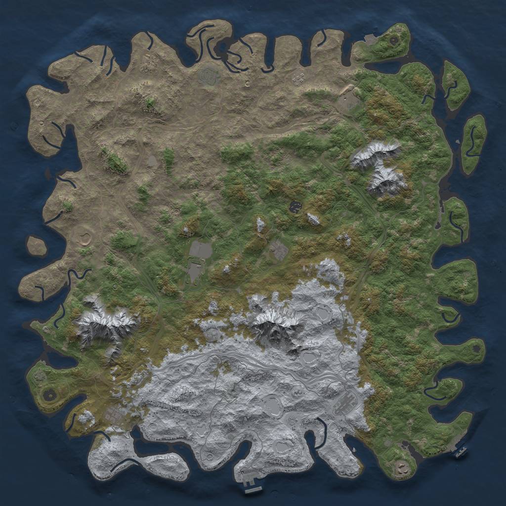 Rust Map: Procedural Map, Size: 6000, Seed: 247910242, 19 Monuments