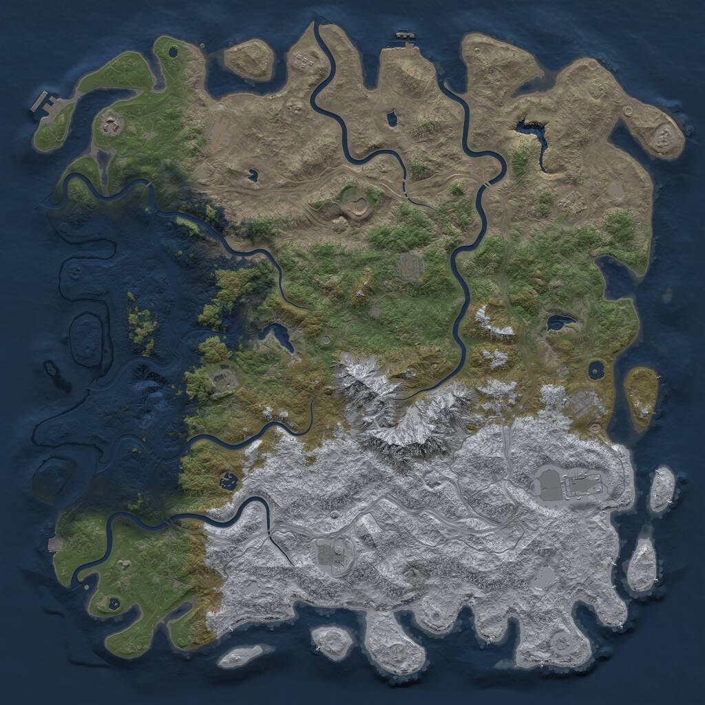 Rust Map: Procedural Map, Size: 6000, Seed: 420804047, 17 Monuments