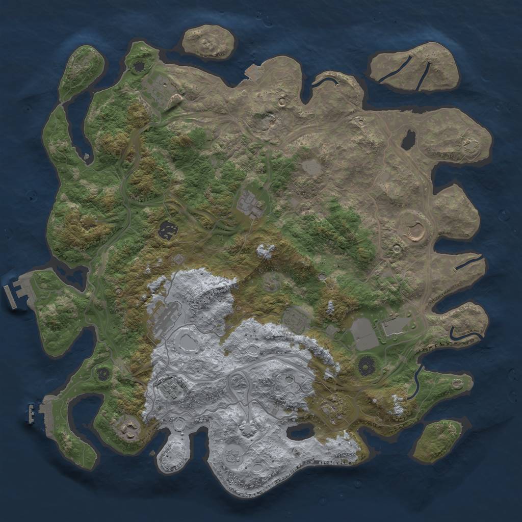 Rust Map: Procedural Map, Size: 4250, Seed: 1232463902, 18 Monuments