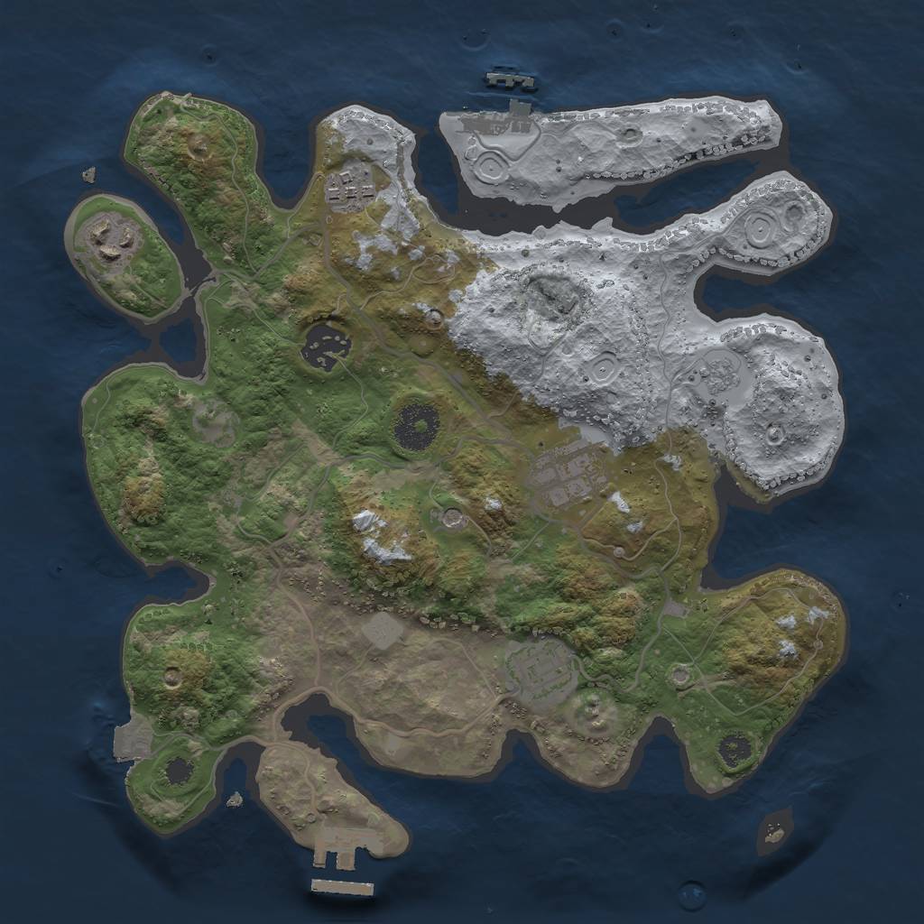 Rust Map: Procedural Map, Size: 3000, Seed: 1865, 12 Monuments