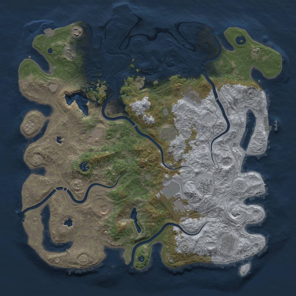 Rust Map: Procedural Map, Size: 4500, Seed: 491474405, 16 Monuments