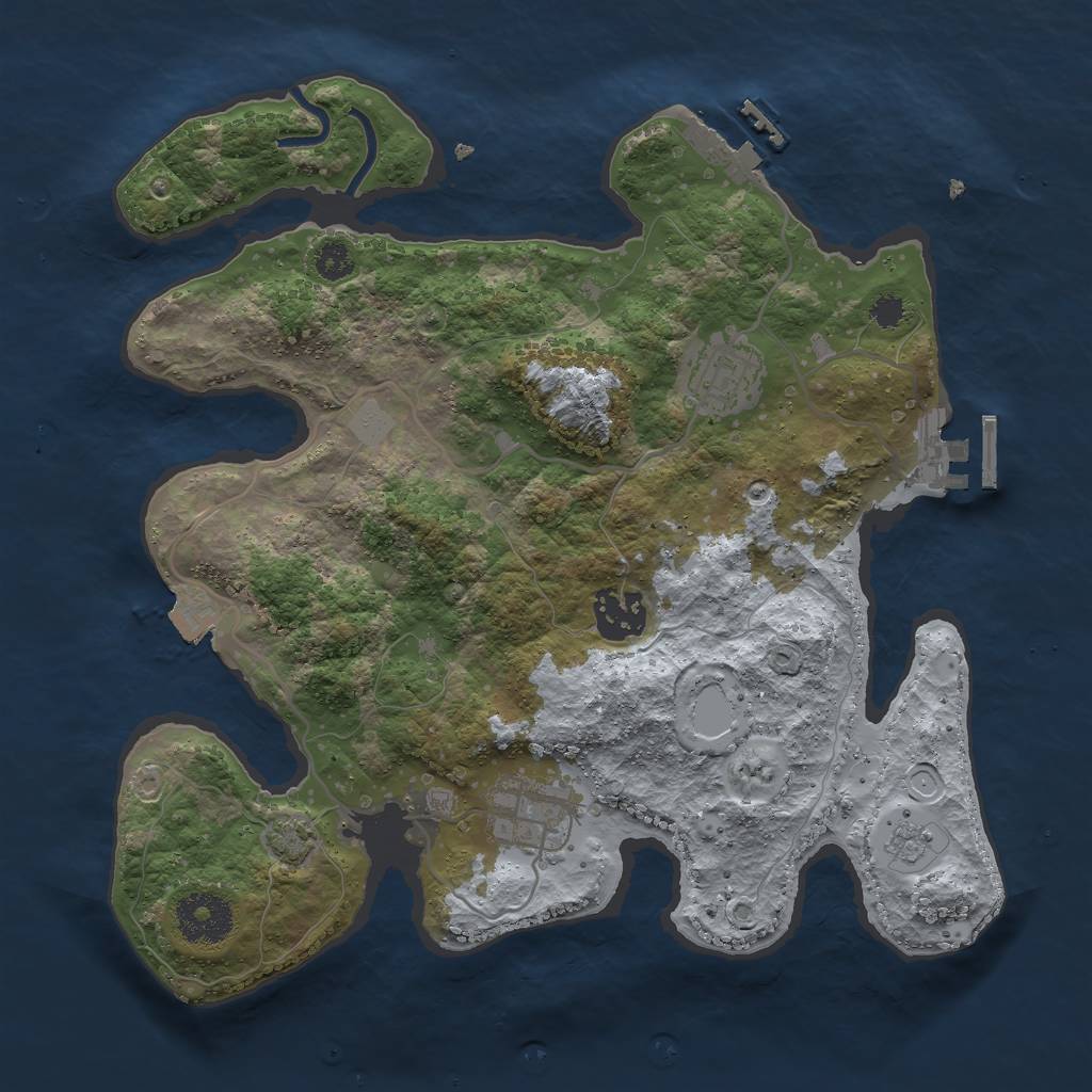 Rust Map: Procedural Map, Size: 3000, Seed: 55434, 10 Monuments