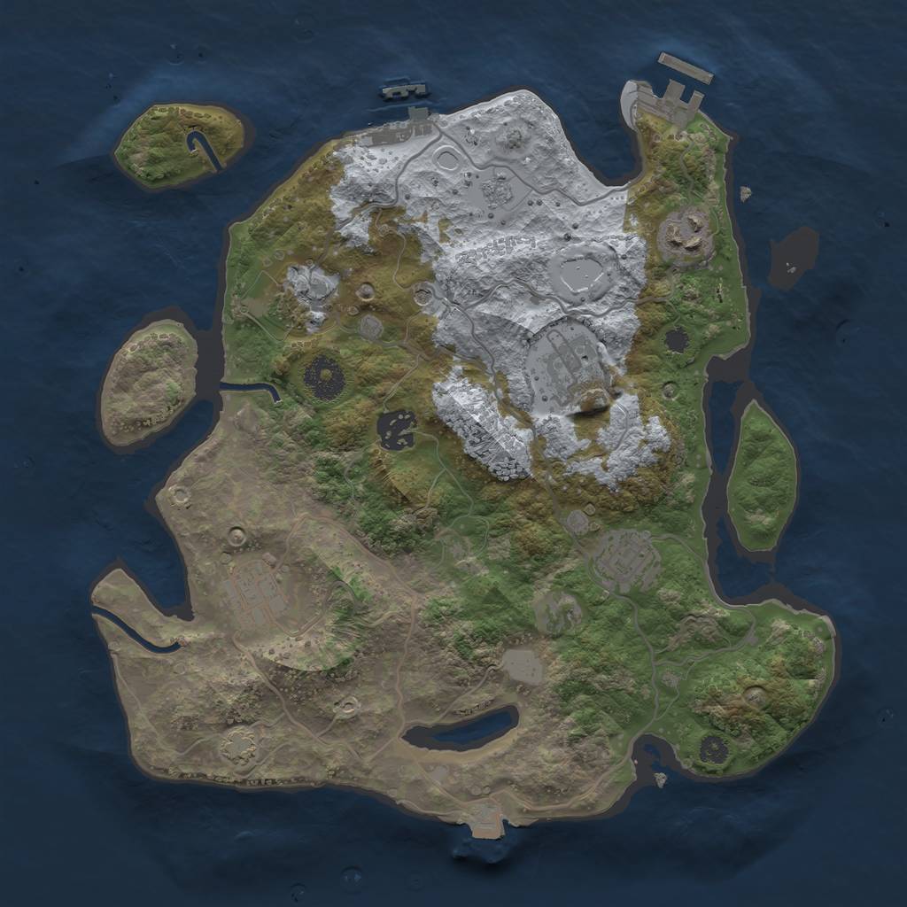 Rust Map: Procedural Map, Size: 3250, Seed: 1464600111, 14 Monuments