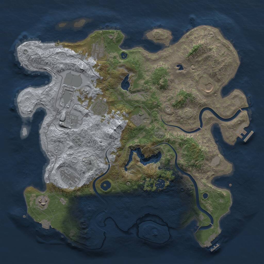 Rust Map: Procedural Map, Size: 4000, Seed: 482647852, 16 Monuments