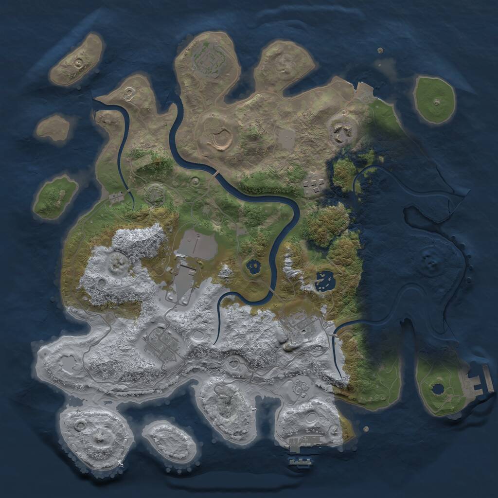 Rust Map: Procedural Map, Size: 3500, Seed: 966254344, 14 Monuments