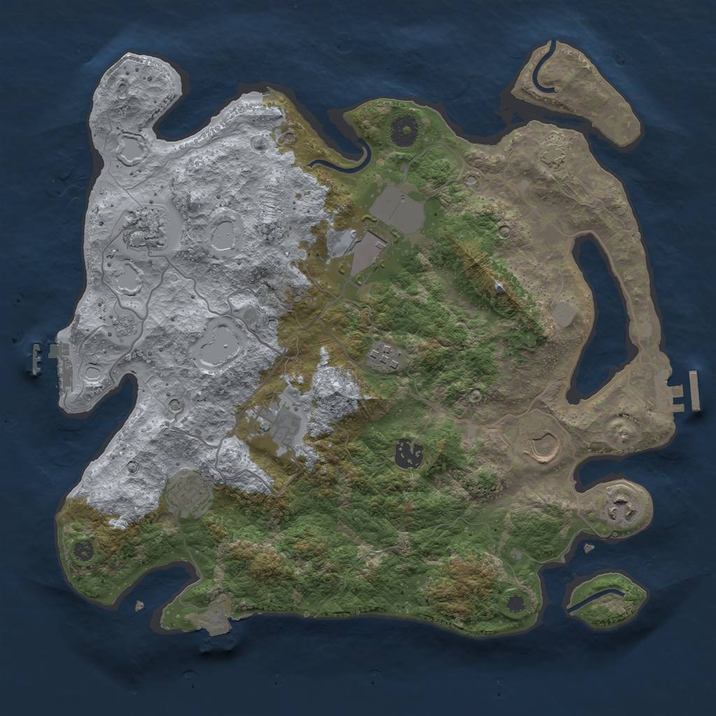 Rust Map: Procedural Map, Size: 3600, Seed: 6738081, 16 Monuments