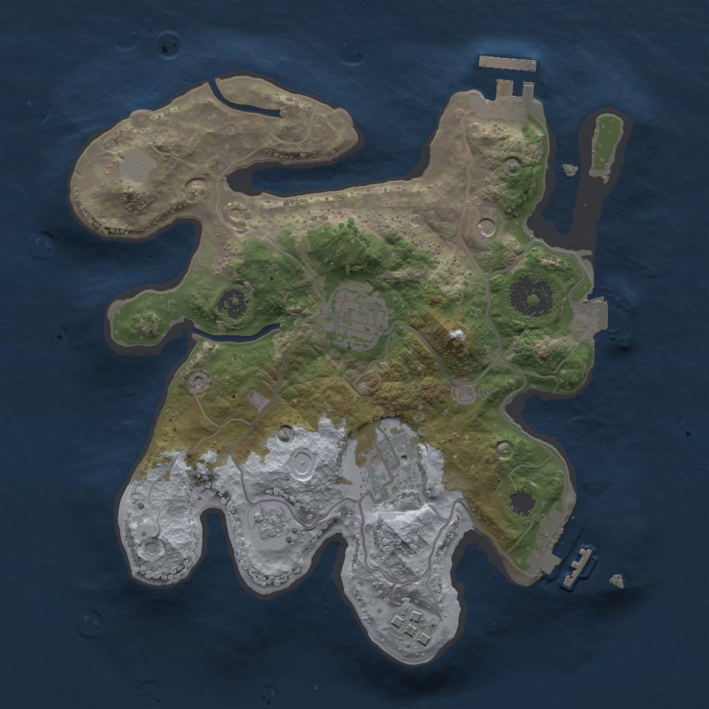 Rust Map: Procedural Map, Size: 2500, Seed: 32123232, 10 Monuments